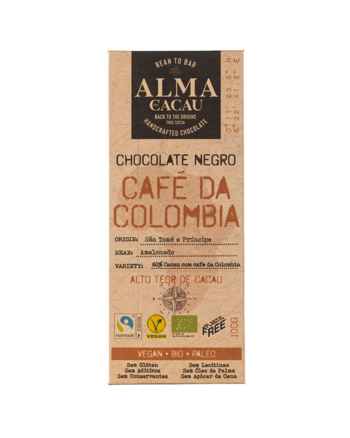 Chocolate Negro BIO 60% Cacau com Café Torrado Alma do Cacau 100g