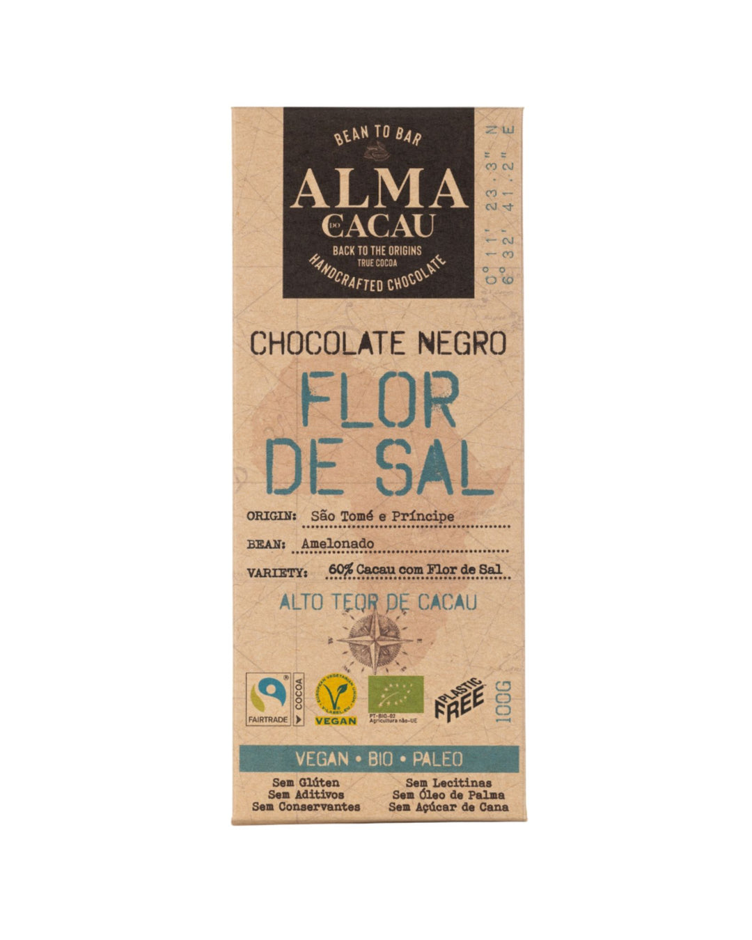 BIO Dark Chocolate 60% Cocoa w/ Salt flower Alma do Cacau 100 g